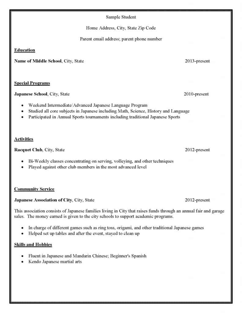 Student Resume Example