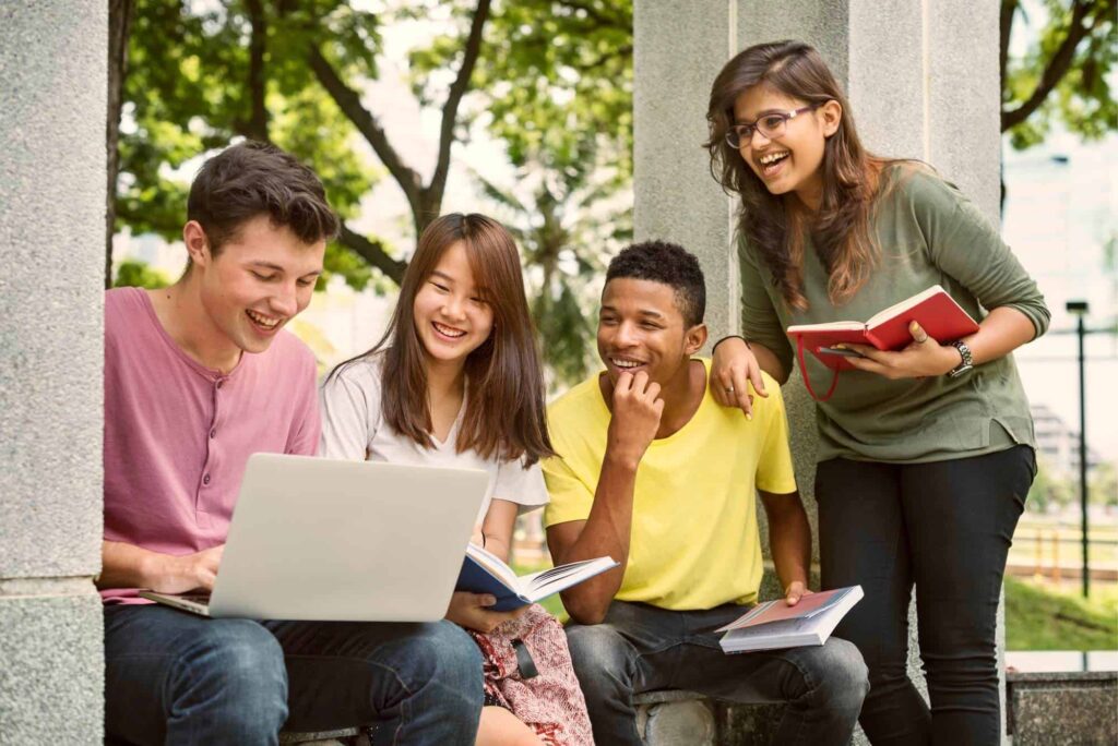 Four students outside