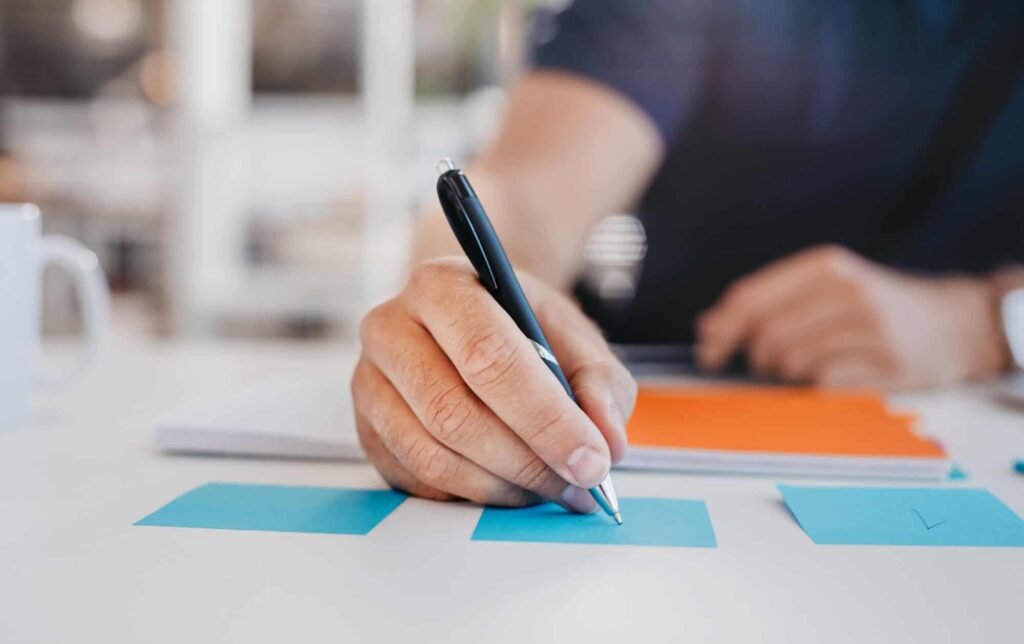 Writing on Post-It notes