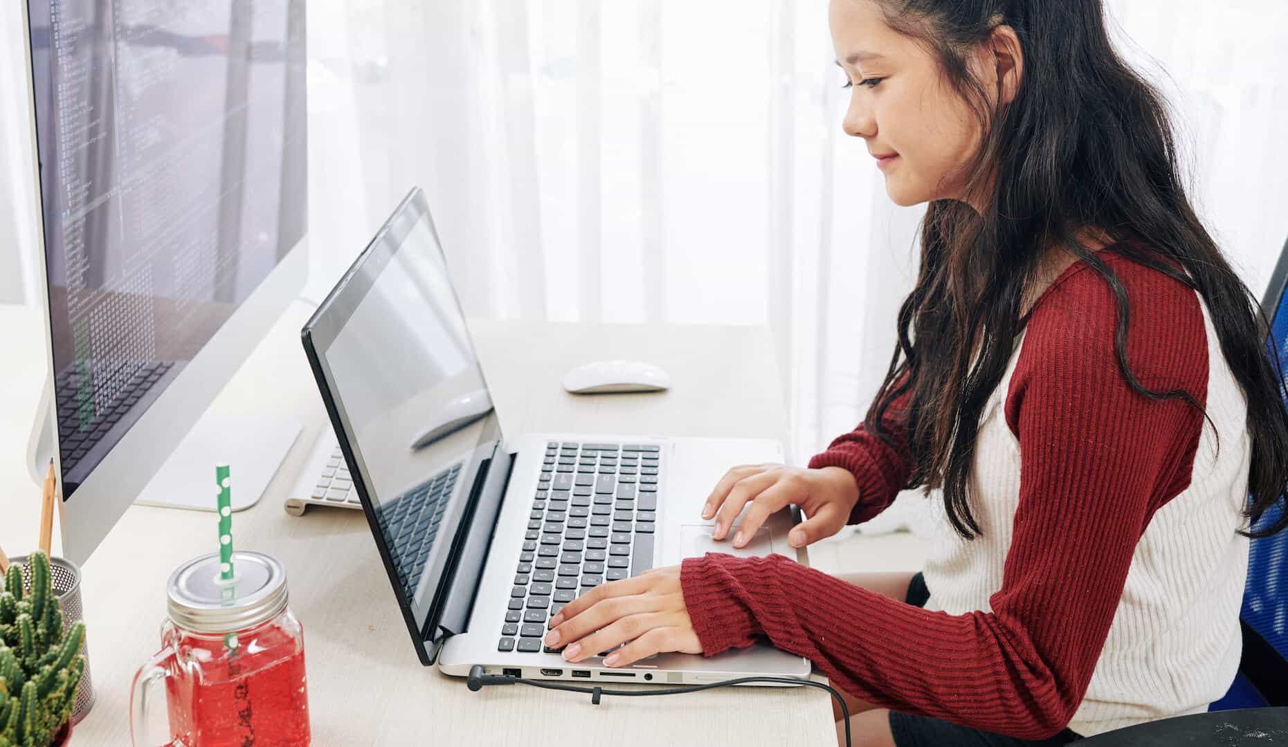 Girl at her laptop