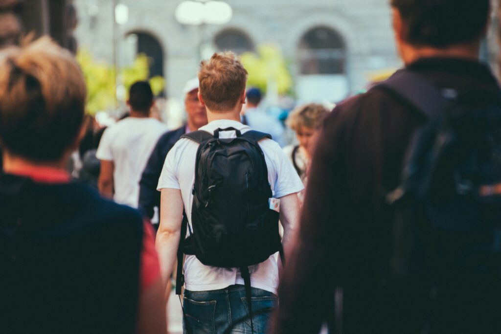 students walking to school
